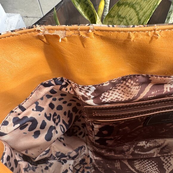 Sharif 1827 Snakeskin Print Shoulder Bag Embossed Vegan Leather NWT with Flaws - Picture 14 of 15